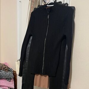 Belldini Black Ribbed Zip-Up Jacket